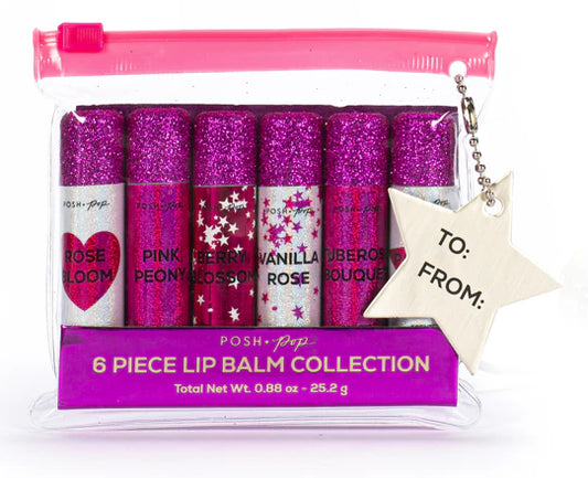 Posh Pop Lip Balm Pink Glitter Collection 6 Pcs