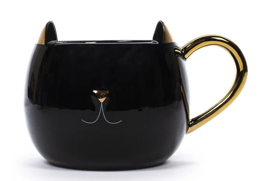 Posh Pop Black Ceramic Cat Mug