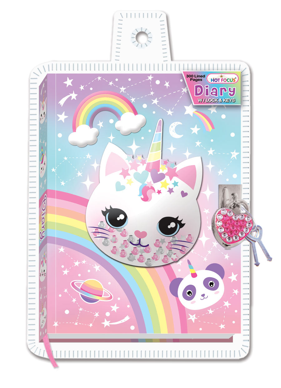 Caticorn Diary w/ Lock & Keys By Hot Focus