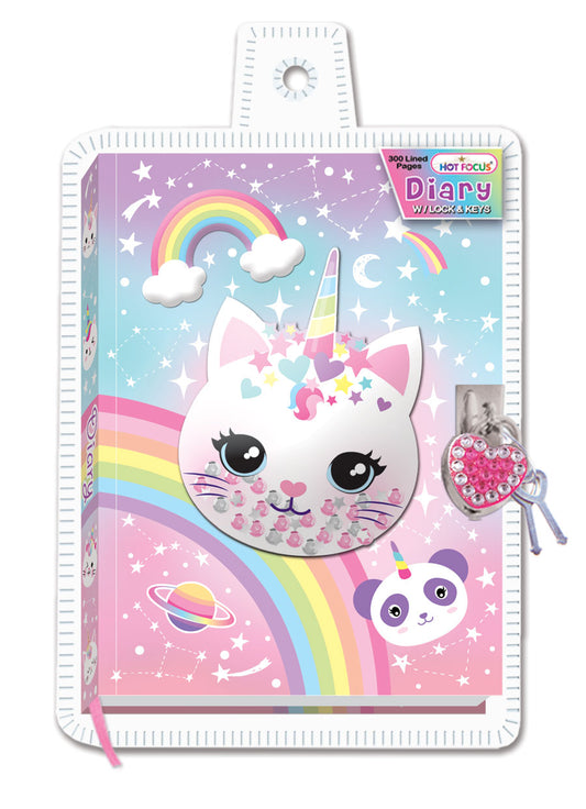 Caticorn Diary w/ Lock & Keys By Hot Focus