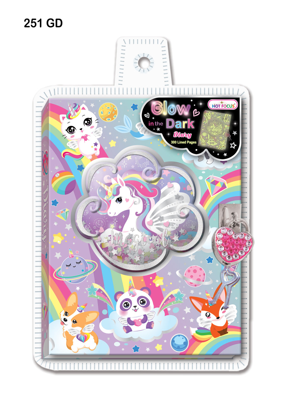 Unicorn Glow in The Dark Diary w/ Lock & Keys By Hot Focus