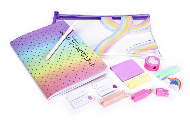 Rainbow PVC Case Stationery Set