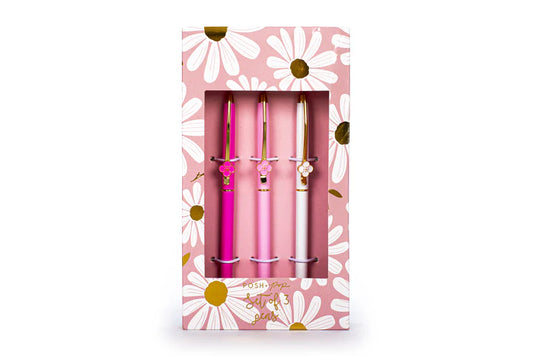 Pink Daisy Pack Of 3 Pens