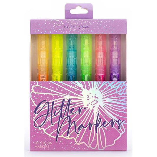 Posh Pop Pastel Glitter Markers 6 Pcs