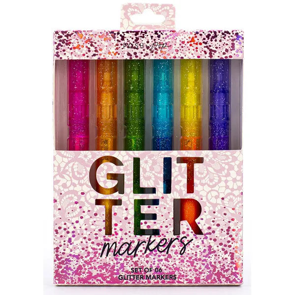 Posh Pop Glitter Markers 6 Pcs