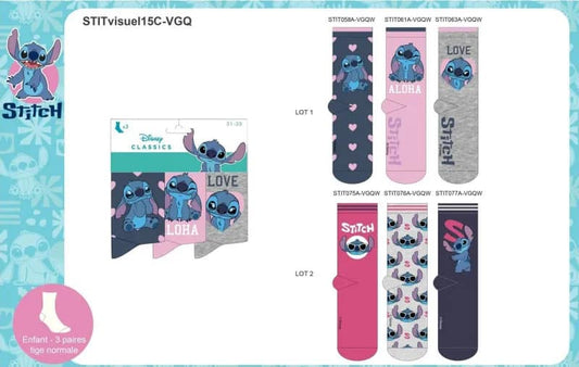 Pack of 3 Stitch Kids and Adults Socks