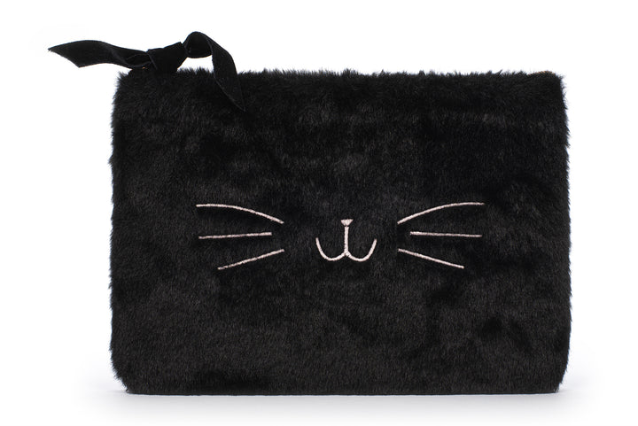 Posh Pop Fur Black Cosmetic Pouch