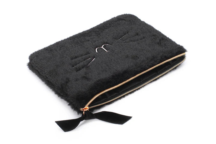 Posh Pop Fur Black Cosmetic Pouch