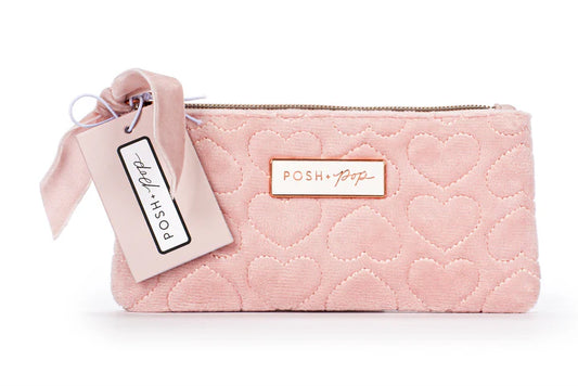 Posh Pop Velvet Quilted Pencil Case