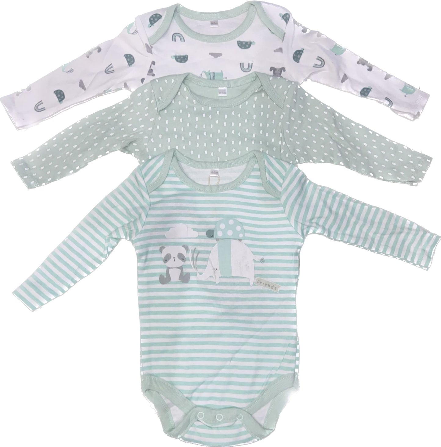 Pack of 3 Long Sleeved Babygrows