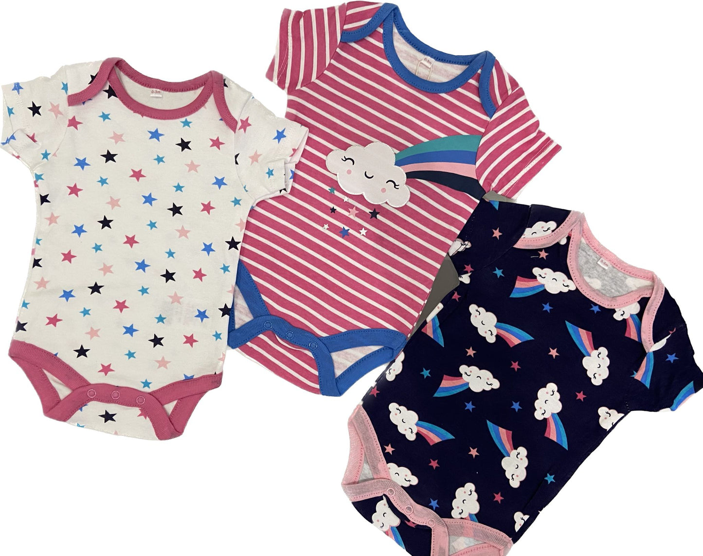 Pack of 3 Short Sleeved Babygrows