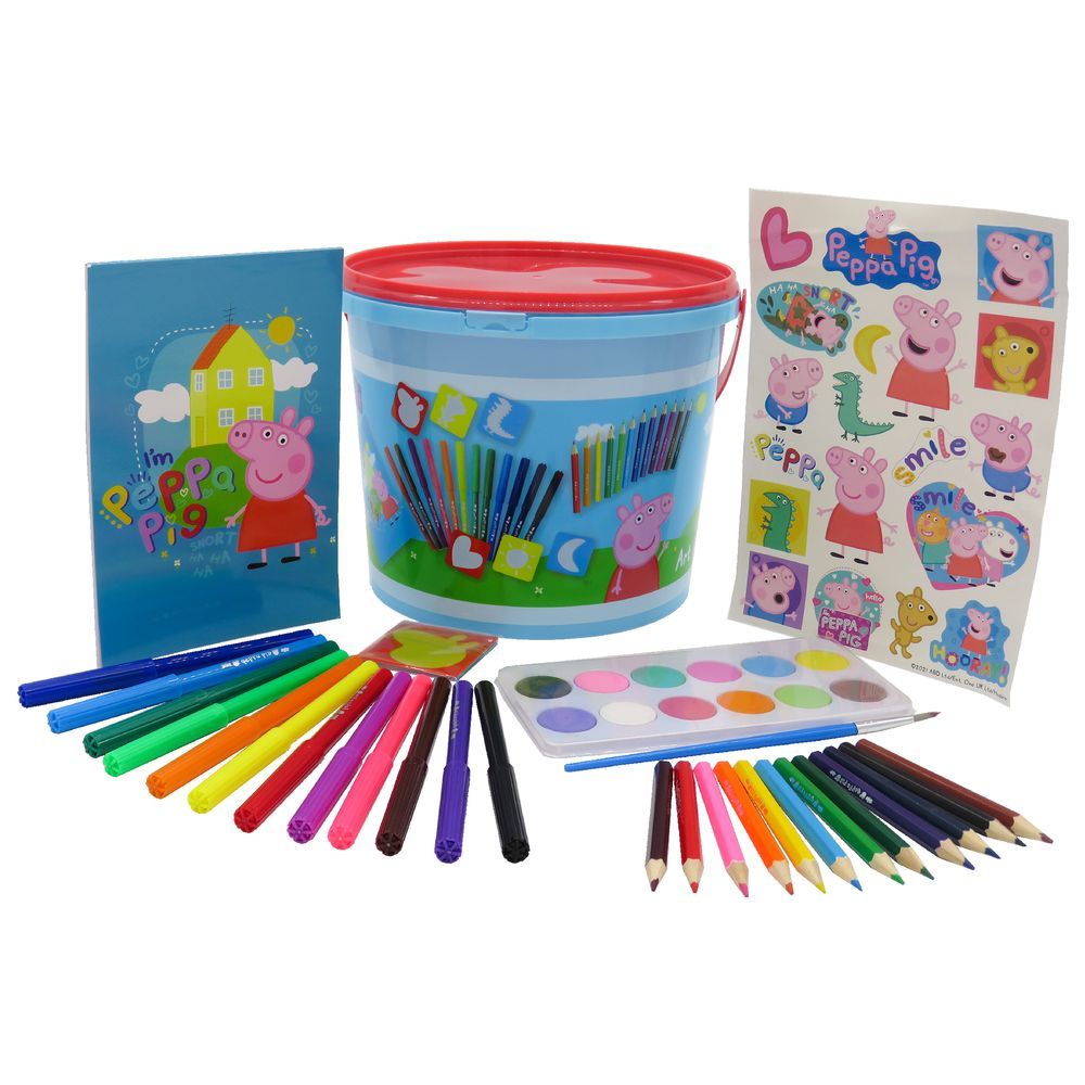 Peppa Pig Art Set In Bucket- 46 Pieces