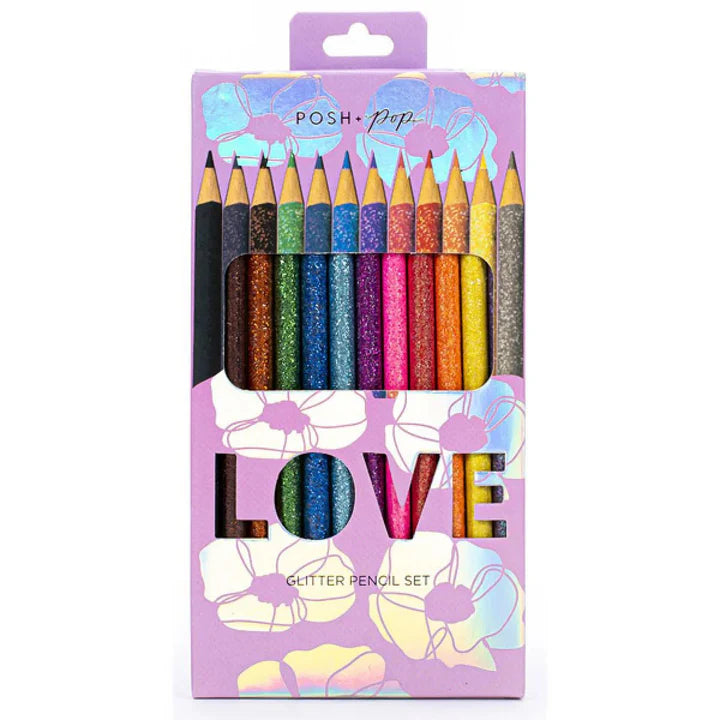 Posh Pop Love Glitter Pencil Set